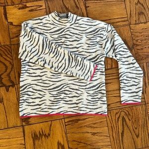 Anthropologie mock neck zebra print sweater